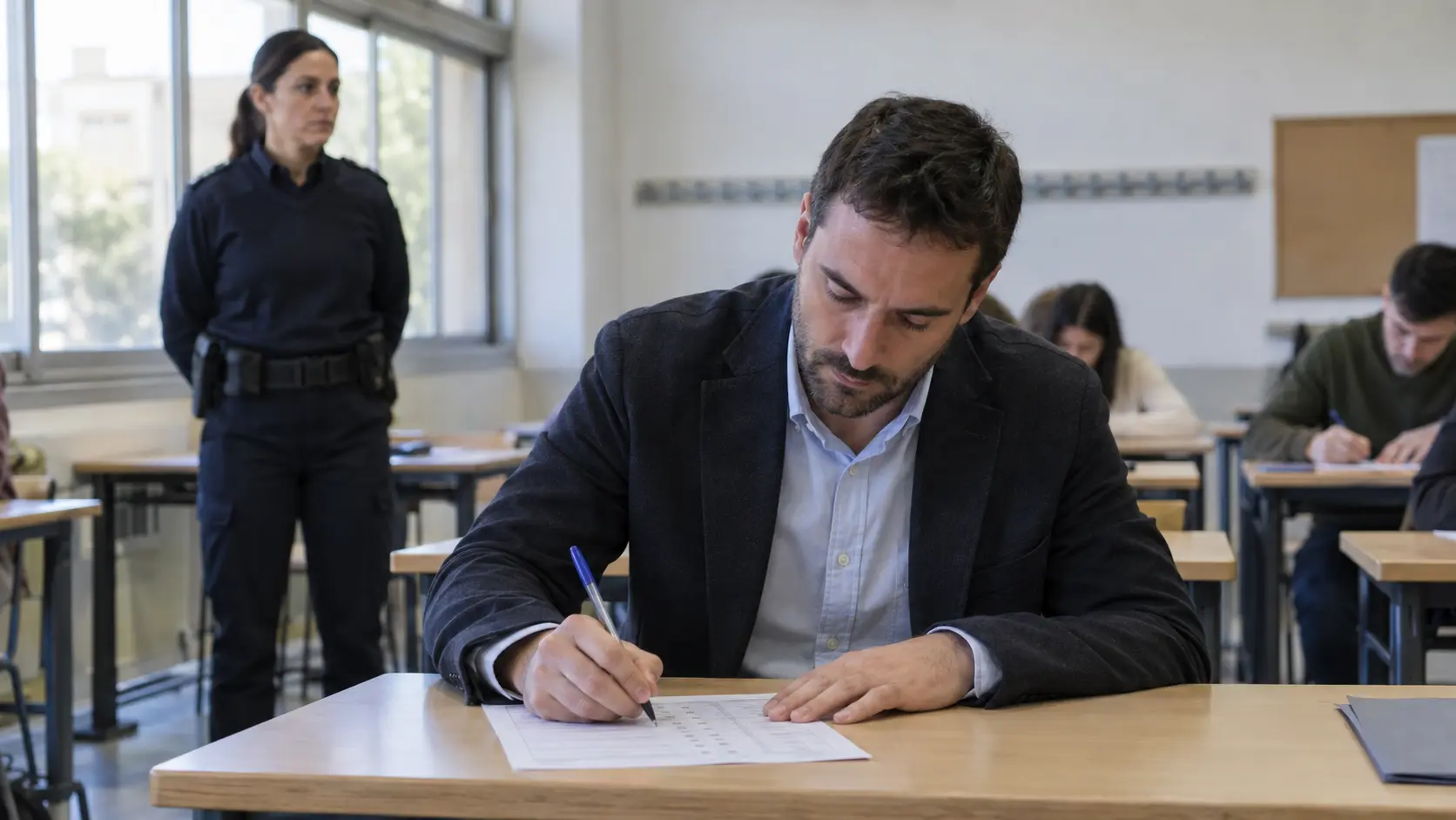 Aspirante completando el biodata de Policía Nacional